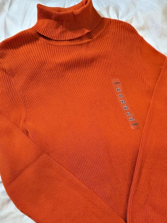 Kim Rogers Sweaters - Kim Rogers Ribbed Turtleneck Sweater in Orange XL